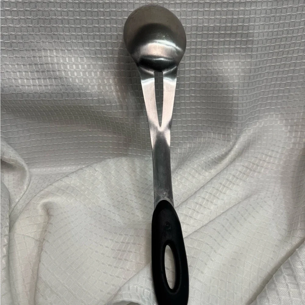 Stainless Steel Cooking Spoon with Black Handle